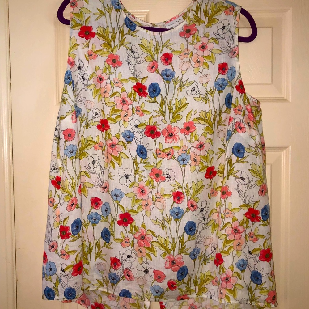 J Jill Linen Floral Tank